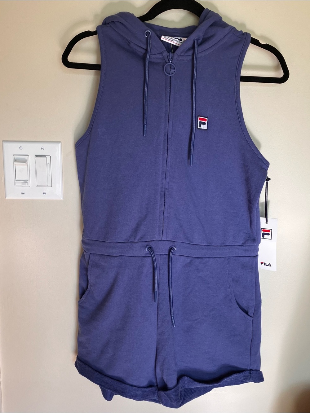 FILA Lavender Blue Sleeveless Hoodie Romper athleisure coquette sexy